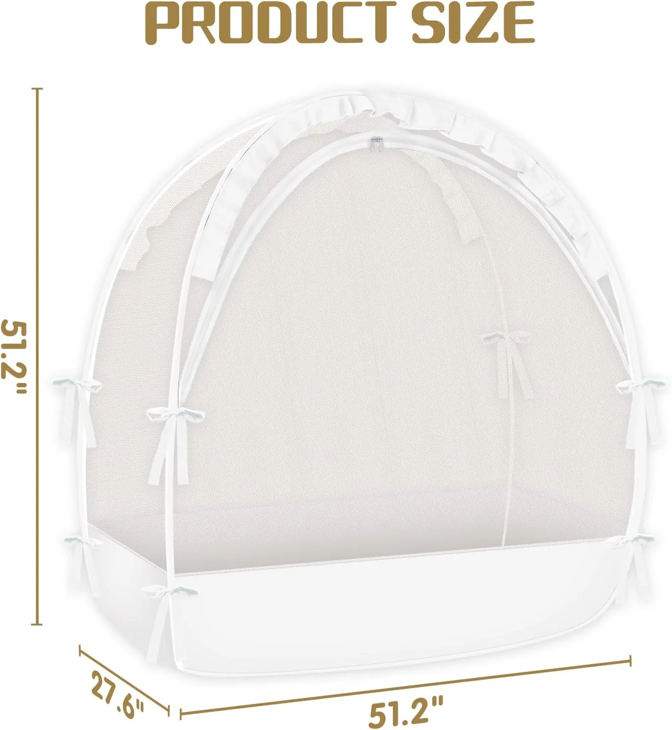 Crib Tent to Keep Baby from Climbing Out - Mesh Climbing Prevention, Pop Up Tent with Two-Way Self-Locking Metal Zipper (White, Lager)