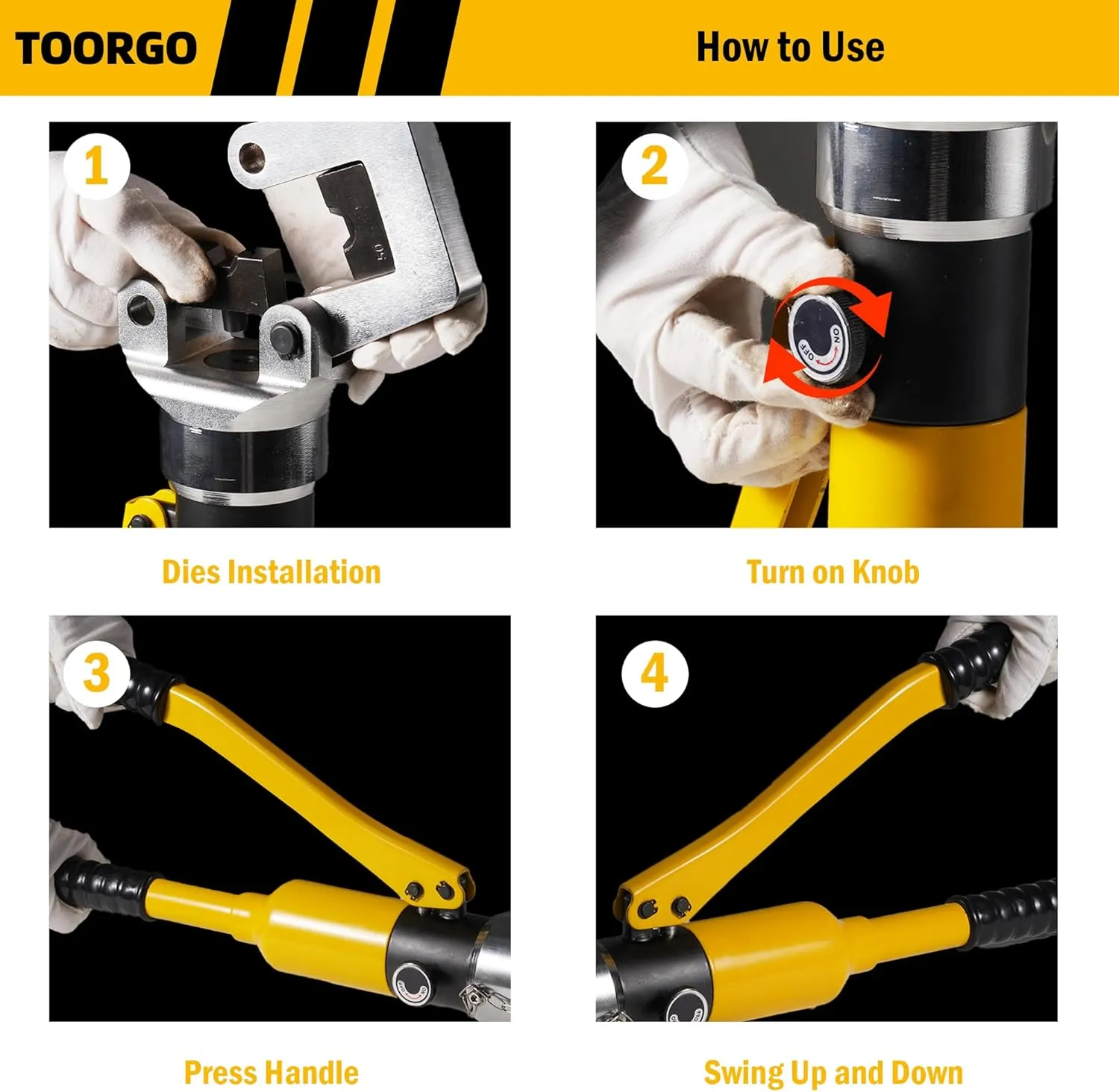 Crimping Tool, 6 AWG to 1000 MCM Hydraulic Plier, 20 Ton Copper and Aluminum Terminal Wire Lug Hydraulic Crimper, Crimping Tool Kit with 13 Dies