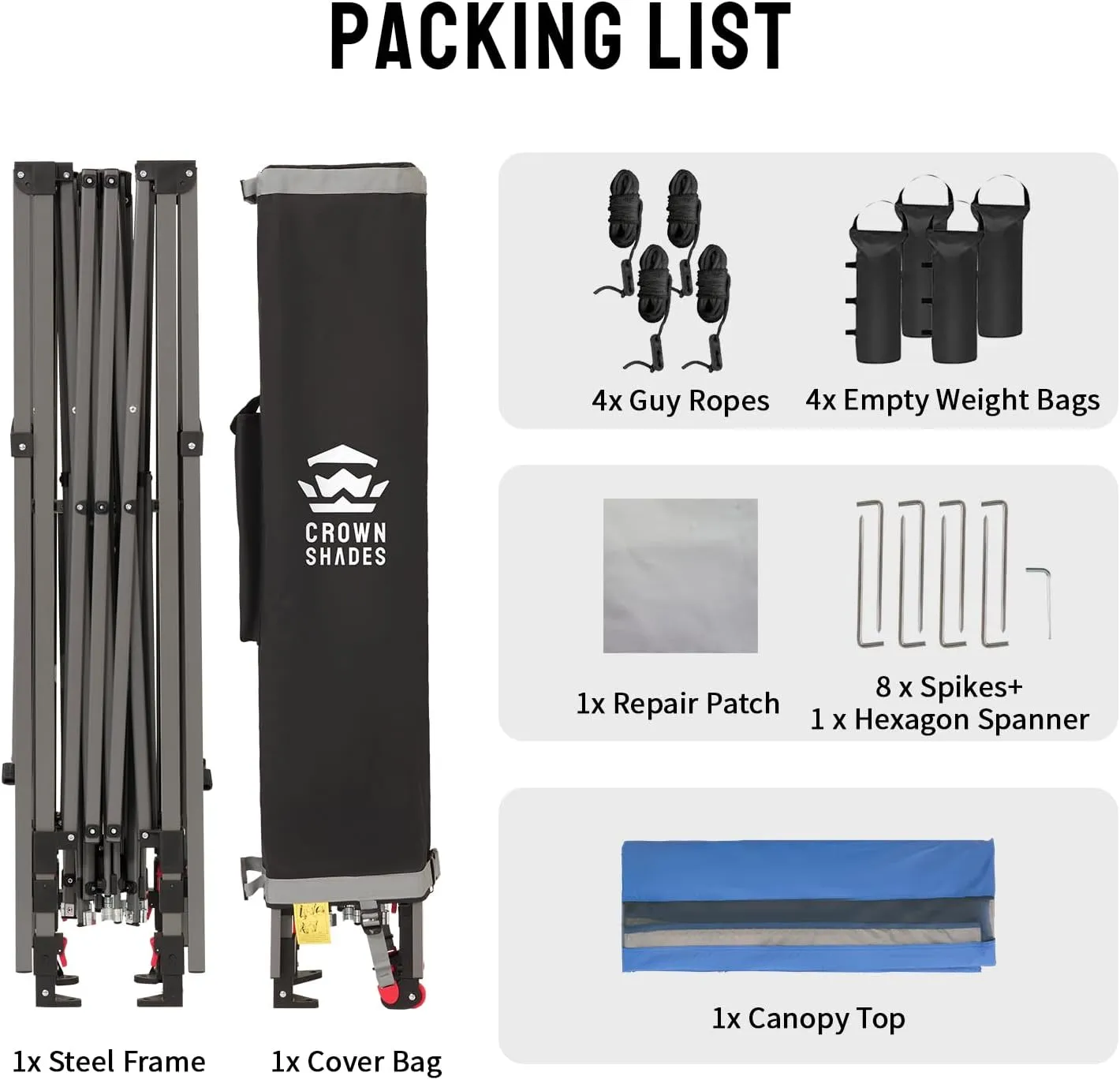 CROWN SHADES 10x10 Pop up Canopy Tent, Instant Commercial Canopy with Extend Awning, Patended Centerlock, 150D Silver Coated Fabric, 4 Ropes, 8 Stakes, 4 Weight Bags, STO 'N Go Bag, Blue