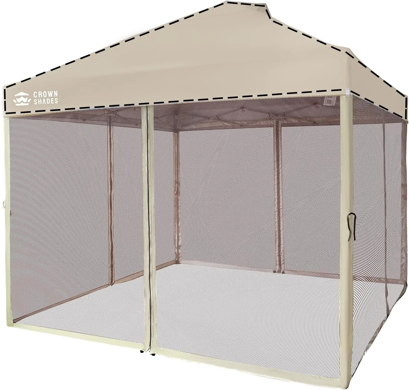 CROWN SHADES Gazebo Mosquito Net for 10 x 10 Pop Up Canopy - Patio Gazebo Mesh Sidewall with Zipper for Outdoor Tent, Garden and Backyard (4 Packs,Khaki)