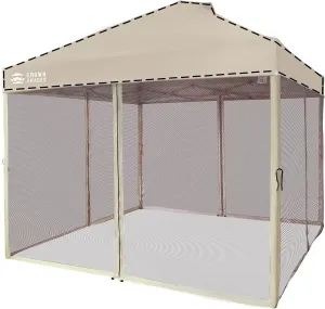 CROWN SHADES Gazebo Mosquito Net for 10 x 10 Pop Up Canopy - Patio Gazebo Mesh Sidewall with Zipper for Outdoor Tent, Garden and Backyard (4 Packs,Khaki)