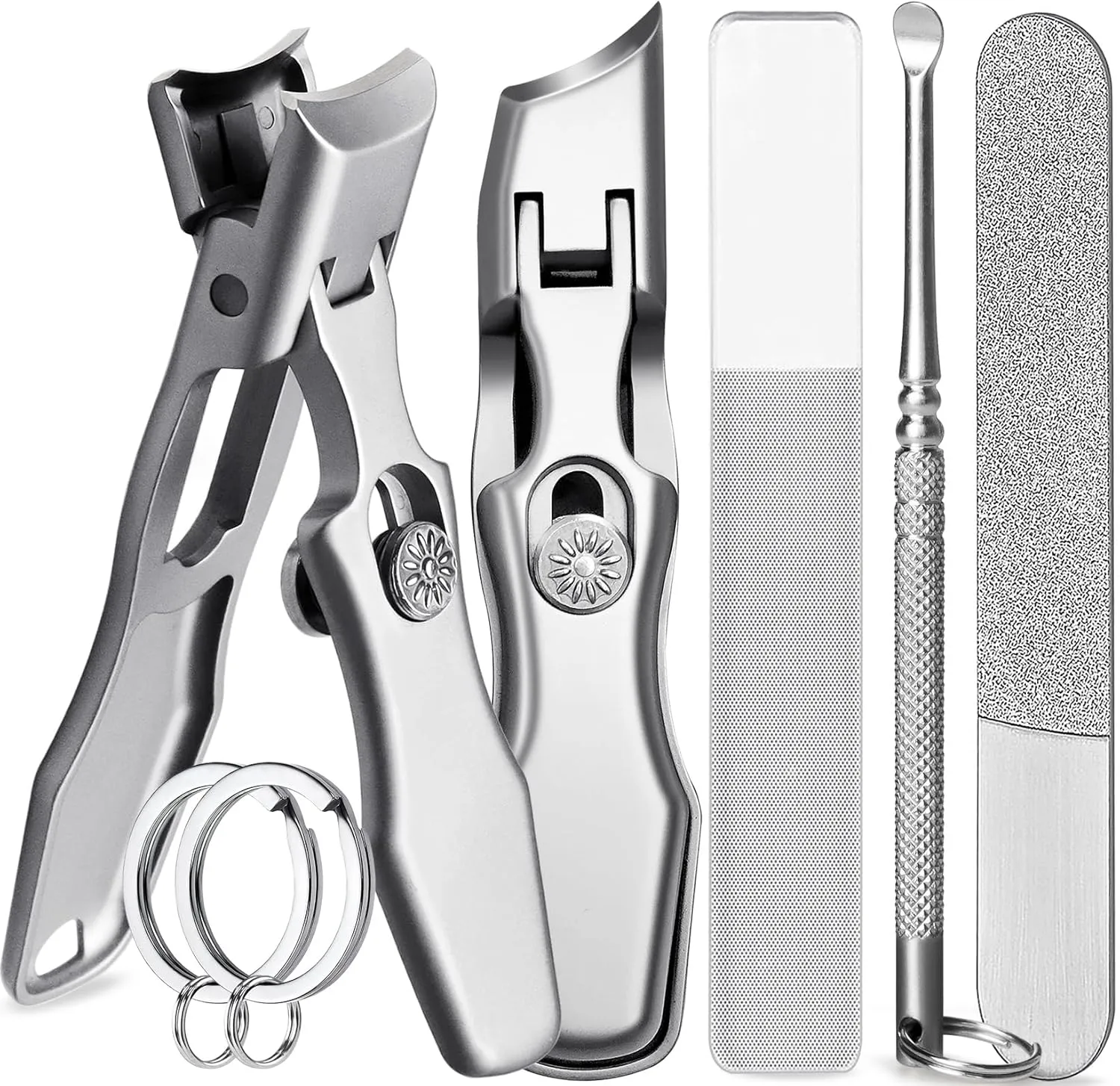 Curved and Slanted Nail Clippers for Men Thick Toenails and Fingernail, Wide Jaw Opening Ultra Sharp Heavy Duty Long Handle Stainless Steel Toenail Clippers Set for Seniors, Adults, Women