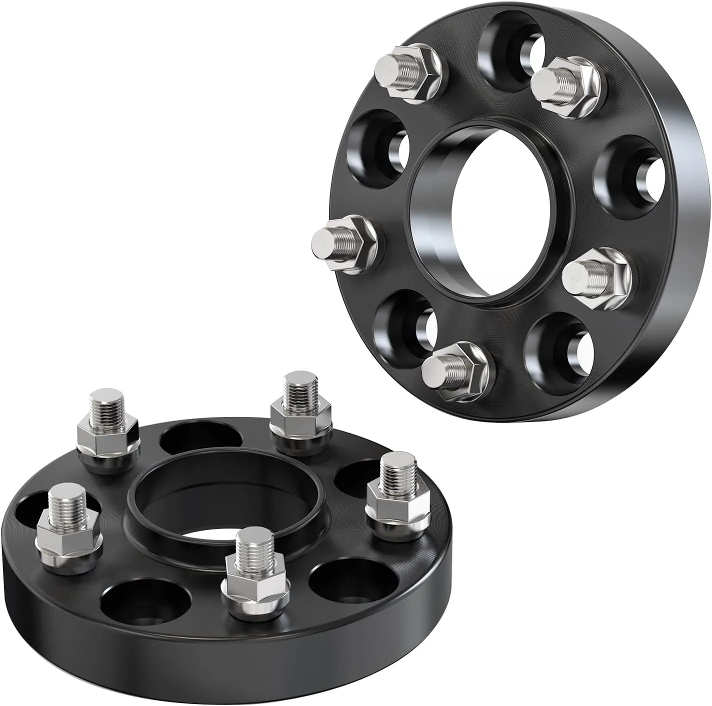 Customadeonly Forged 5x114.3 Wheel Spacers for 370Z 350Z 240SX 300ZX GTR Murano Maxima Sentra (2pcs 1.0" Thick Black) Wheel Spacer for Q60 G37 G35 Hubcentric 5x4.5 66.1mm Bore M12x1.25 Lugs 25mm Wide