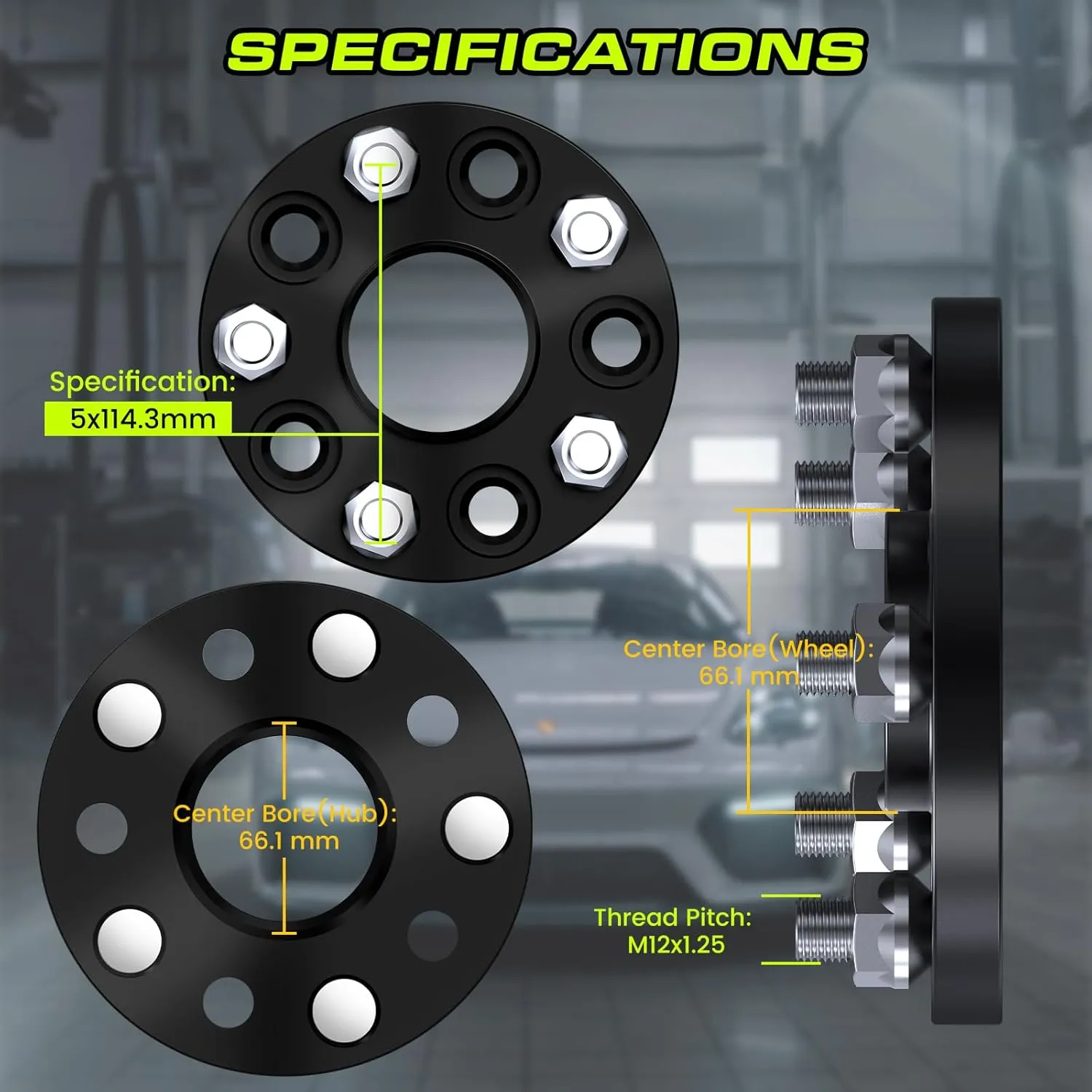 Customadeonly Forged 5x114.3 Wheel Spacers for 370Z 350Z 240SX 300ZX GTR Murano Maxima Sentra (2pcs 1.0" Thick Black) Wheel Spacer for Q60 G37 G35 Hubcentric 5x4.5 66.1mm Bore M12x1.25 Lugs 25mm Wide