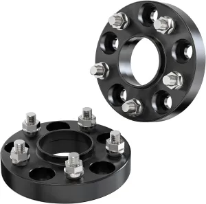 Customadeonly Forged 5x114.3 Wheel Spacers for 370Z 350Z 240SX 300ZX GTR Murano Maxima Sentra (2pcs 1.0" Thick Black) Wheel Spacer for Q60 G37 G35 Hubcentric 5x4.5 66.1mm Bore M12x1.25 Lugs 25mm Wide