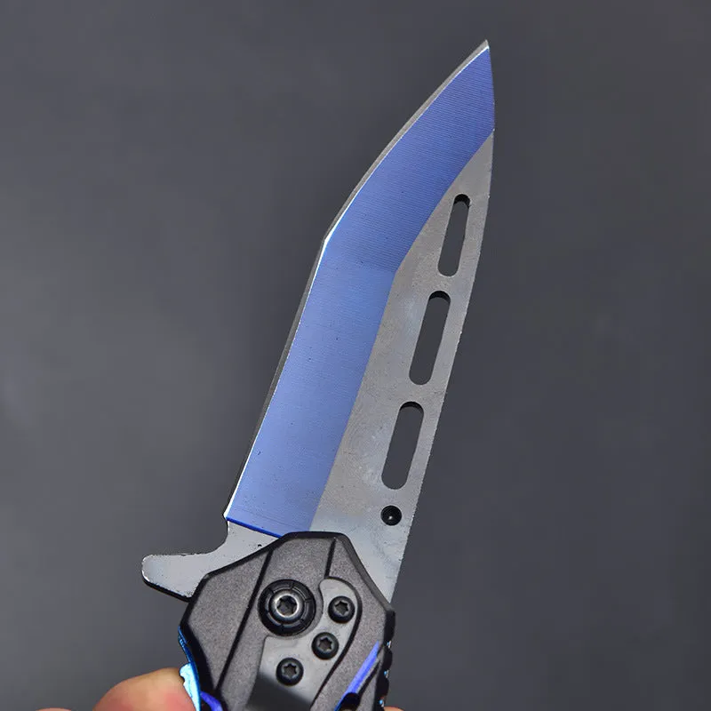 Customed Blue Devil Pattern Folding Knife