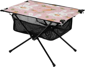 Cute Bunnies with Carrots Portable Folding Camping Table, Compact Lightweight Beach Table with Carrying Bag for Outdoor Picnics, BBQs, Camp