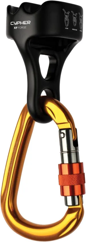 Cypher Forge Climbing Belay Device Kit with Carabiner, Black