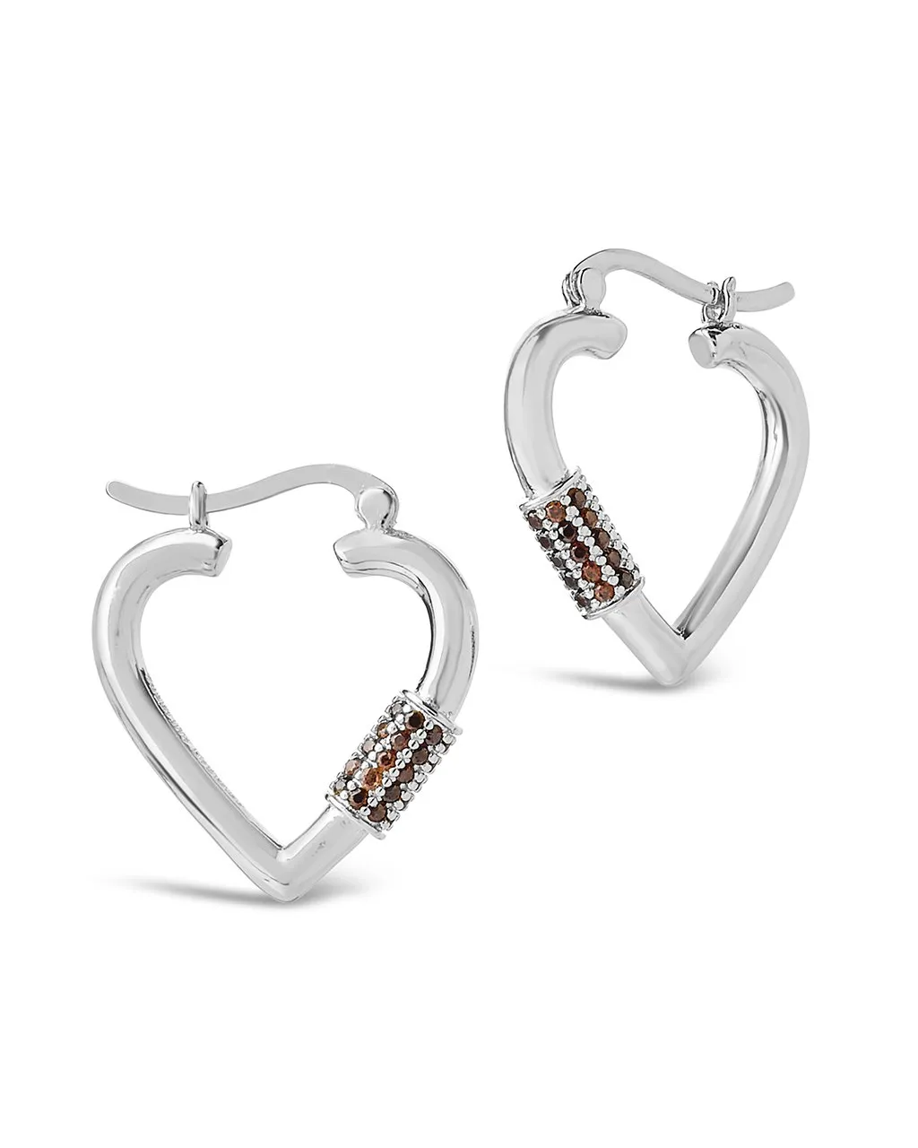 CZ Heart Carabiner Lock Hoops