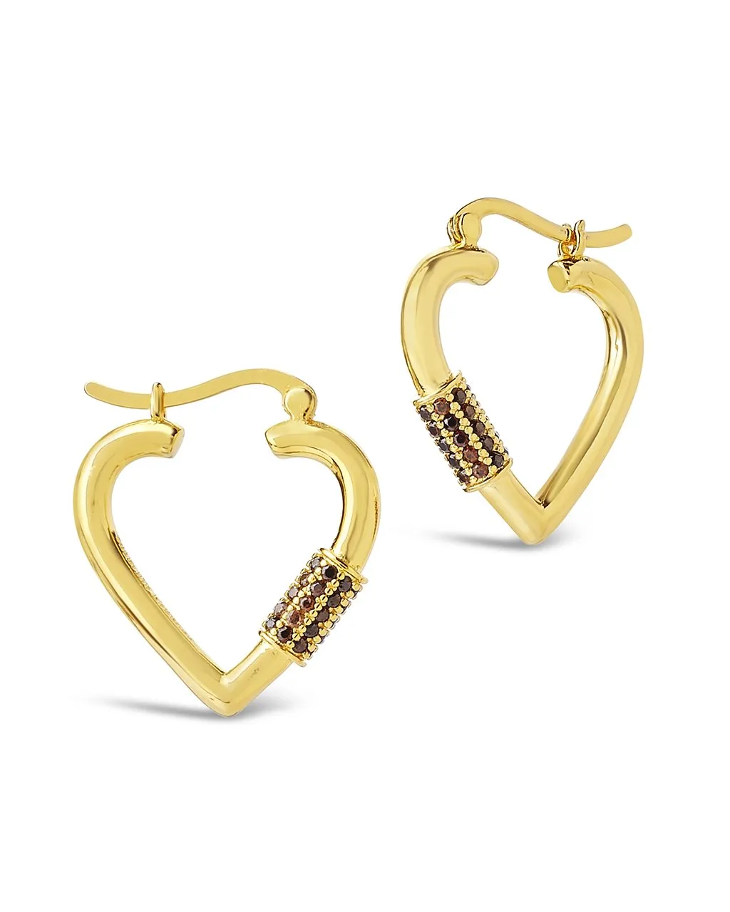 CZ Heart Carabiner Lock Hoops