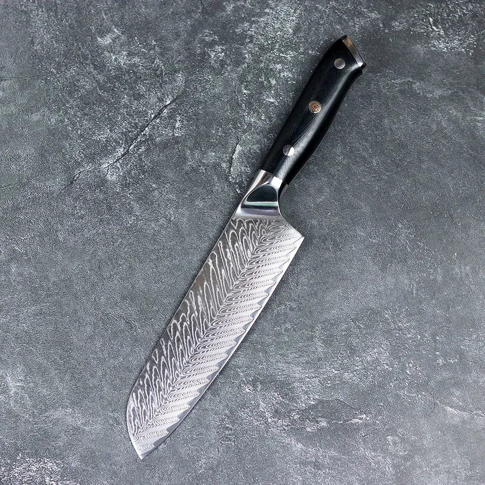 Damascus Steel Kitchen Knife 7 inch Santoku Knife Chef Knife G10 Handle Multi-function Fruit Knife