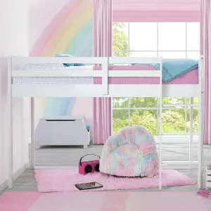 Delta Children Twin Loft Bed with Guardrail and Ladder (Coordinates with Loft Bed Tents Sold Separately), White