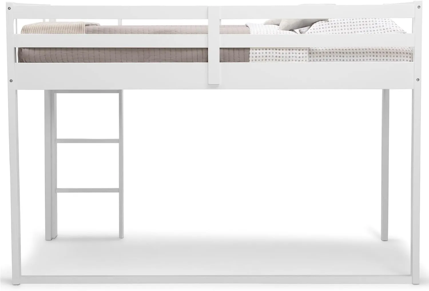 Delta Children Twin Loft Bed with Guardrail and Ladder (Coordinates with Loft Bed Tents Sold Separately), White