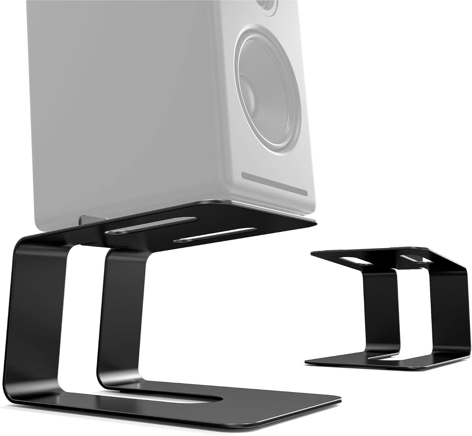 Desk Speaker Stands,Audio Elevation Speaker Stands for Studio Monitors, Bookshelf Speaker Enhancement, Durable Aluminum Design,Black