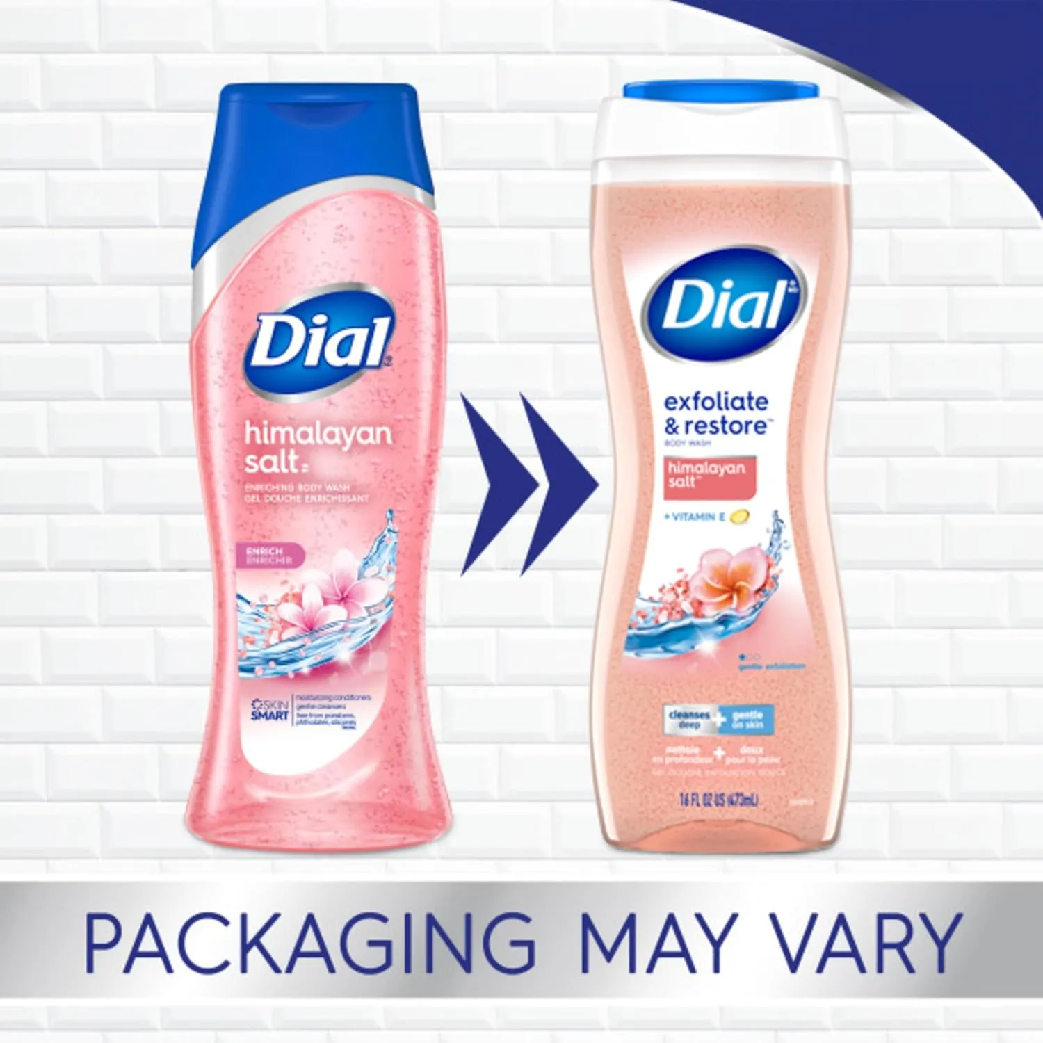Dial Body Wash, Exfoliate & Restore Himalayan Salt, 16 Fl Oz (Pack of 4)