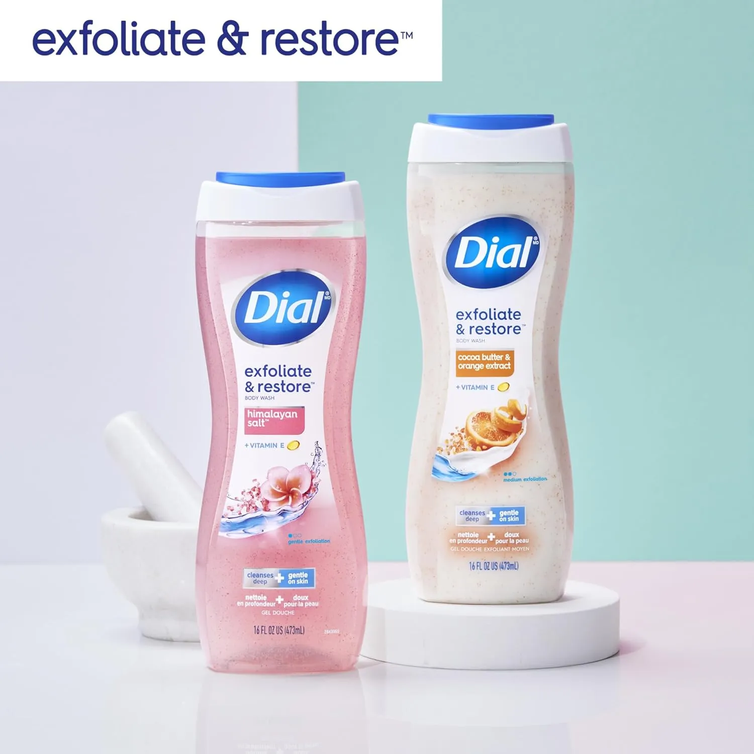 Dial Body Wash, Exfoliate & Restore Himalayan Salt, 16 Fl Oz (Pack of 4)