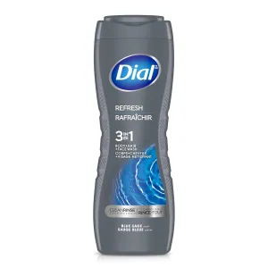 Dial Men 3in1 Body, Hair and Face Wash, Refresh, Blue Sage Scent, 16 fl oz, Pack of 4