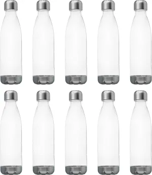 DISCOUNT PROMOS Levian Cola Shaped Plastic Bottles 25 oz. Set of 10, Bulk Pack - BPA Free, Great for Gym, Hiking, Cycling, Yoga and More - Clear
