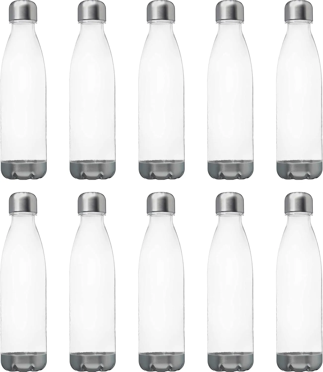 DISCOUNT PROMOS Levian Cola Shaped Plastic Bottles 25 oz. Set of 10, Bulk Pack - BPA Free, Great for Gym, Hiking, Cycling, Yoga and More - Clear