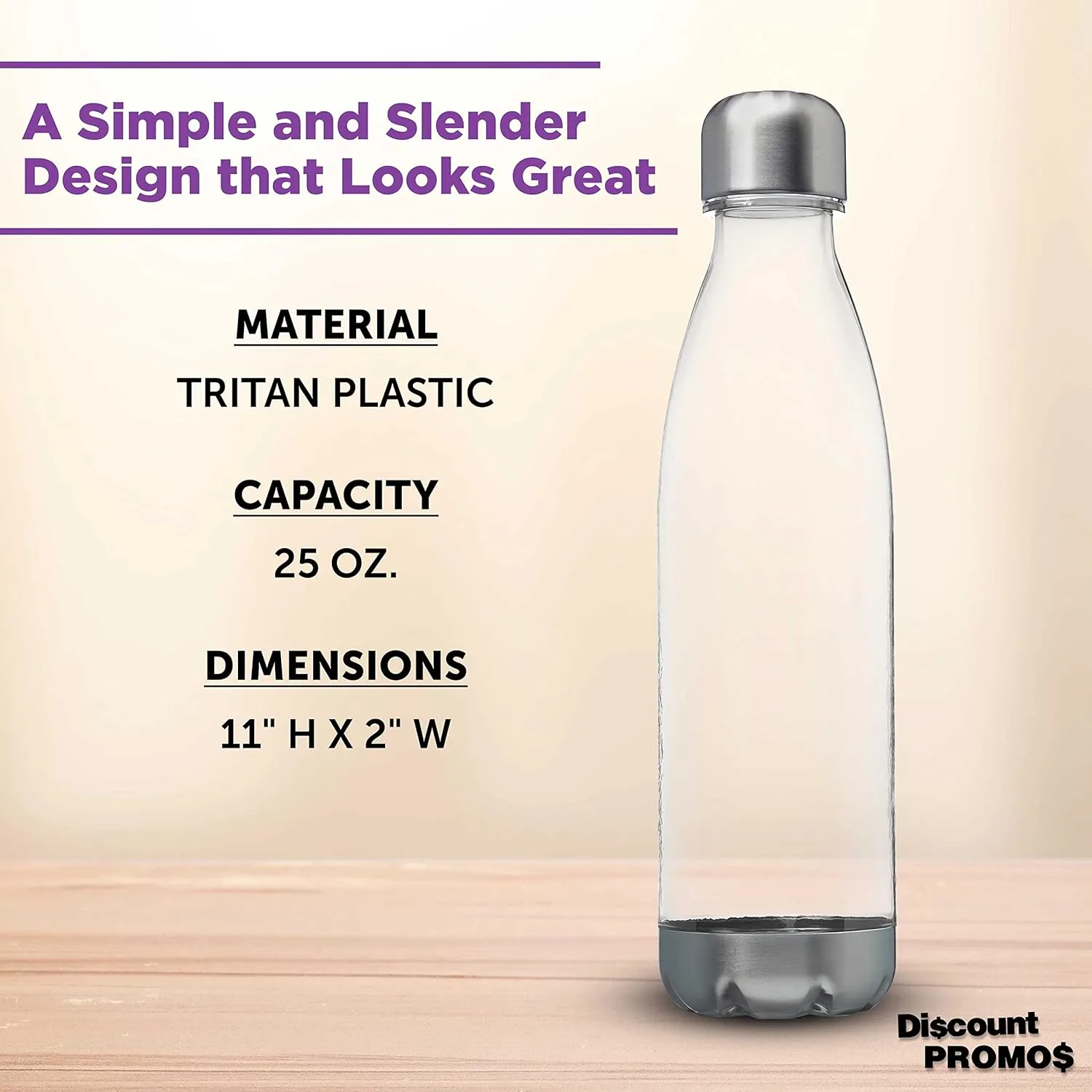 DISCOUNT PROMOS Levian Cola Shaped Plastic Bottles 25 oz. Set of 10, Bulk Pack - BPA Free, Great for Gym, Hiking, Cycling, Yoga and More - Clear