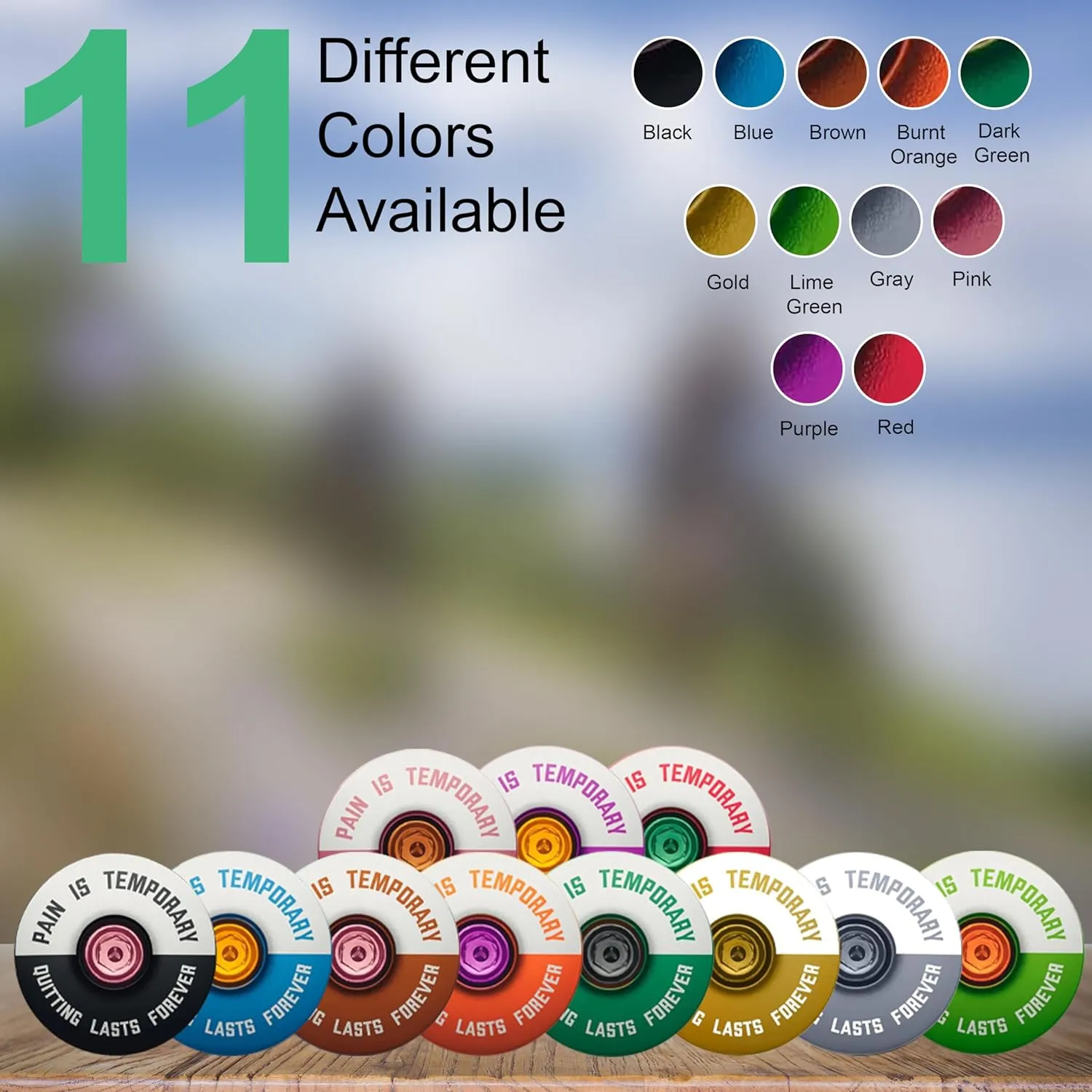 DISPATCH Pain is Temporary, Quitting Lasts Forever Bicycle Headset Cap - Customize Your Bolt - 6061 Aluminum Designed for 1 1/8" Steerer Tubes - Easy Installation & Durable Engraving or UV Printing