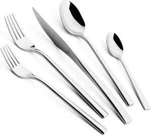 Divitis Home Sirius 20-Piece Silverware Set, 18/10 Stainless Steel - Dinner Flatware Set with Spoons, Forks, Knives and Teaspoons