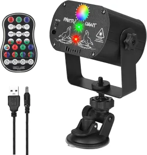 DJ Laser Party Lights, RGB LED Disco Light, Sound Activated Projector Strobe Light with Remote Control for Christmas Halloween Decorations Karaoke Birthday Dance Wedding Stage Show