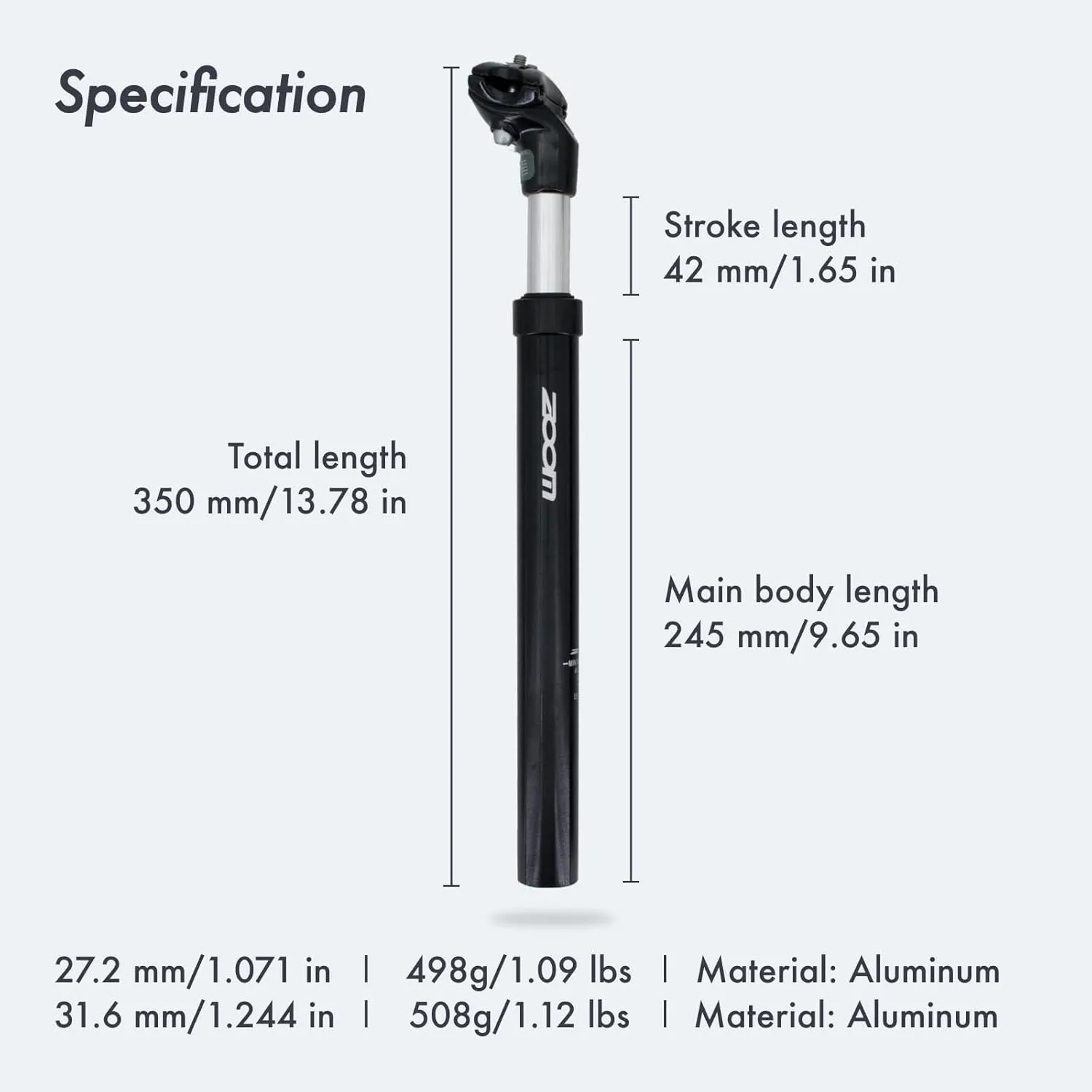 DJC Bike Suspension Seatpost Shock Absorber Damper Post 27.2 30.9 31.6 mm, Lightweight Aluminum Body