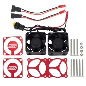 DKKY RC Motor Cooling Fan Heatsink 2Pcs DIY Kit for TRX4 ARRMA Axial 1/10 1/8 1/5 RC Model Car Upgrade Parts (Red)