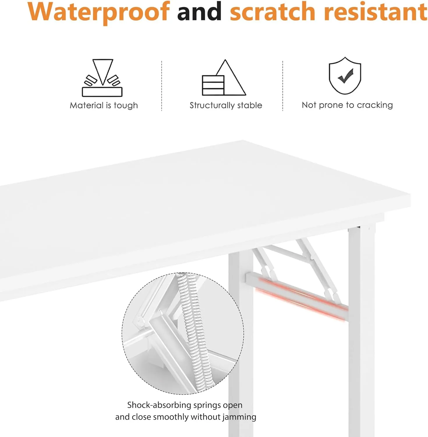 DlandHome Folding Desk Small Desk 31.5 inches Small Computer Desk for Home Office Folding Table Writing Table for Small Spaces No Assembly Required White & White Frame