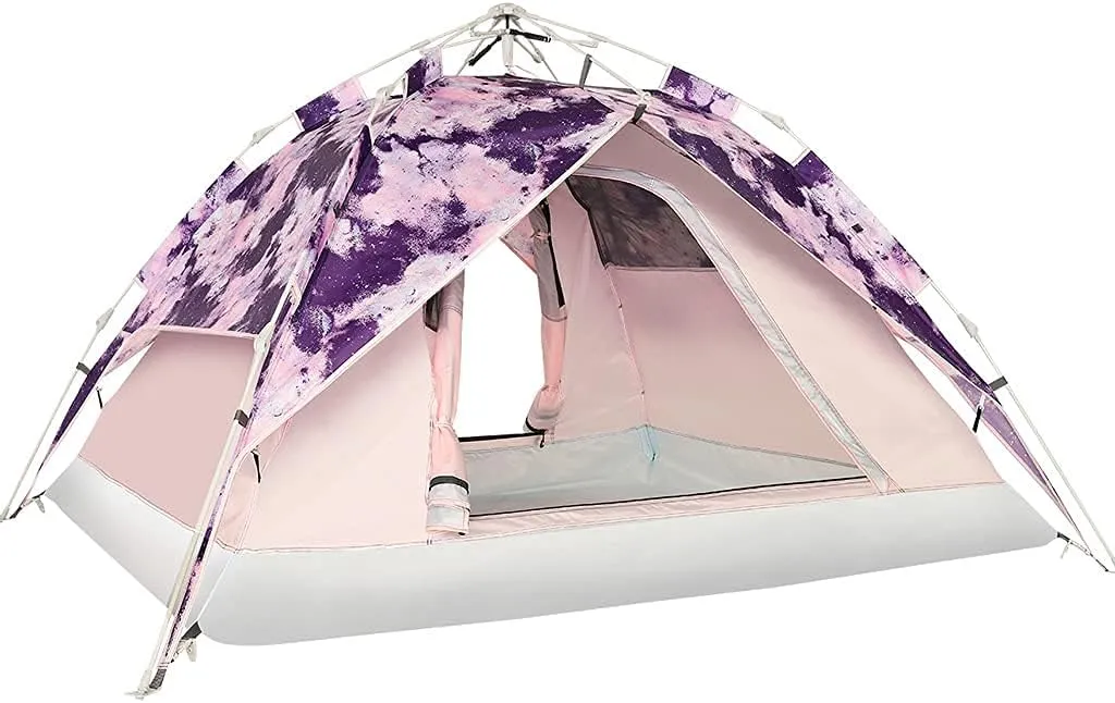 Dome Tent Automatic Instant Pop Up Tents for 3-4 Person, Double Layer Camping Tents for Hiking Outdoor Picnic BBQ