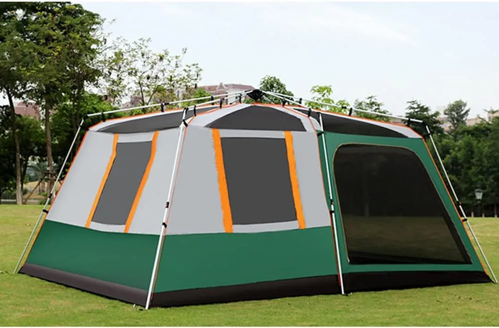 Dome Tent with Porch Automatic Pop Up Tent Sun Shelter Easy Set Up Double Layer Family Camping Tents with Carrying Bag for Outdoor Camping, Fishing, BBQ, 5