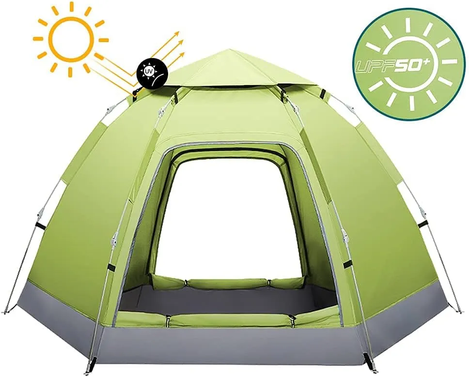 Dome Tents 3-4 Person for Outdoor Camping Hiking, Automatic Instant Pop Up Tent with 2 Door Sun Protection