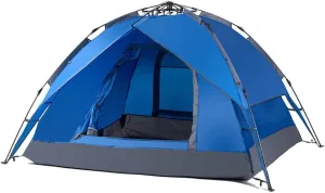 Double Layer Automatic Instant Setup Camping Tent 3-4 Person Family Tent Waterproof Foldable Tent for Hiking Travel (Color : Royal Blue)