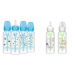 Dr. Brown's Anti-Colic Options  Narrow Baby Bottles, 8oz/250mL, Level 1 Slow Flow Nipples, 4 & 2-Pack