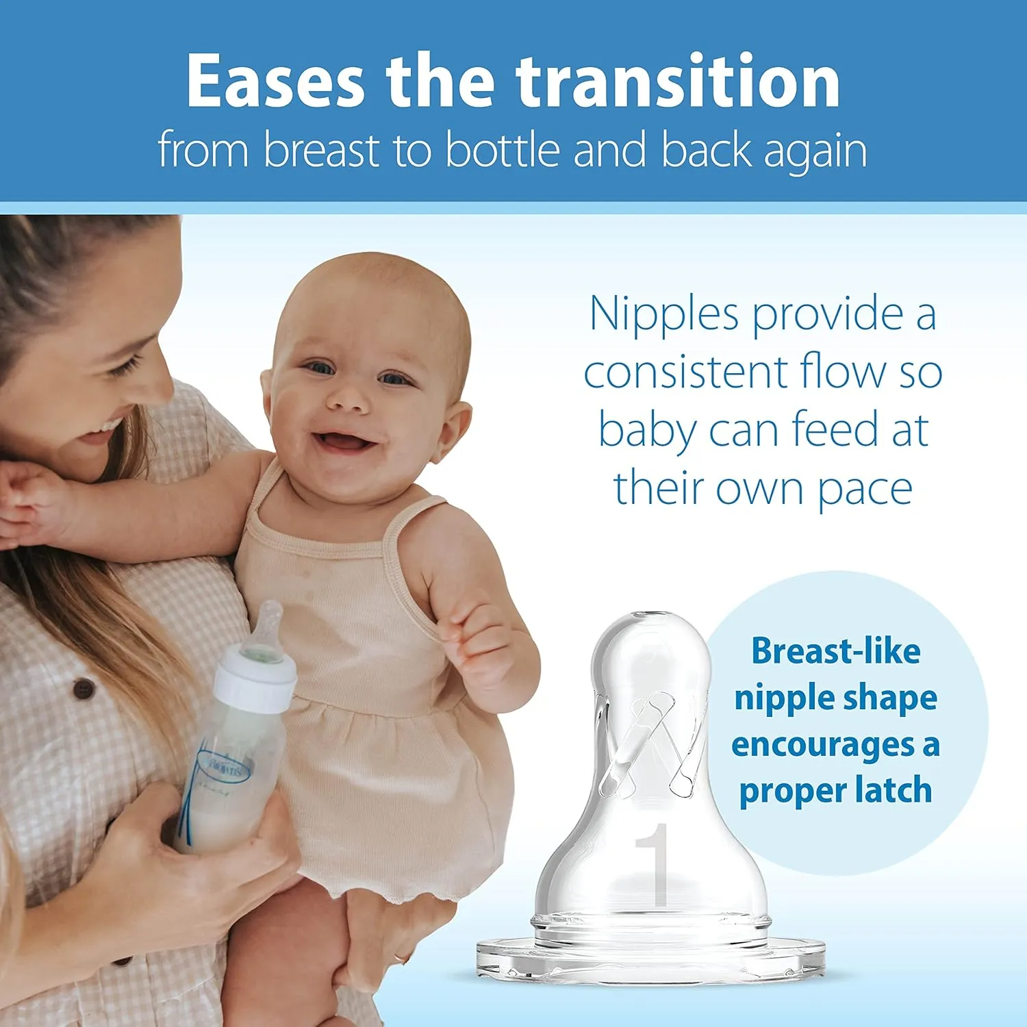 Dr. Brown's Natural Flow Anti-Colic Options  Narrow Baby Bottle Gift Set with Advantage Pacifier, and Bottle Travel Caps