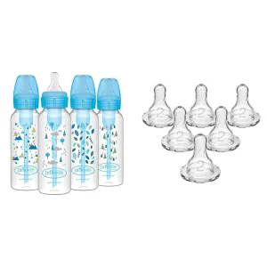 Dr. Brown's Natural Flow Anti-Colic Options  Narrow Baby Bottles, Nature Designs, 8oz/250mL & Natural Flow Level 2 Narrow Baby Bottle Silicone Nipple, Medium Flow, 3m 