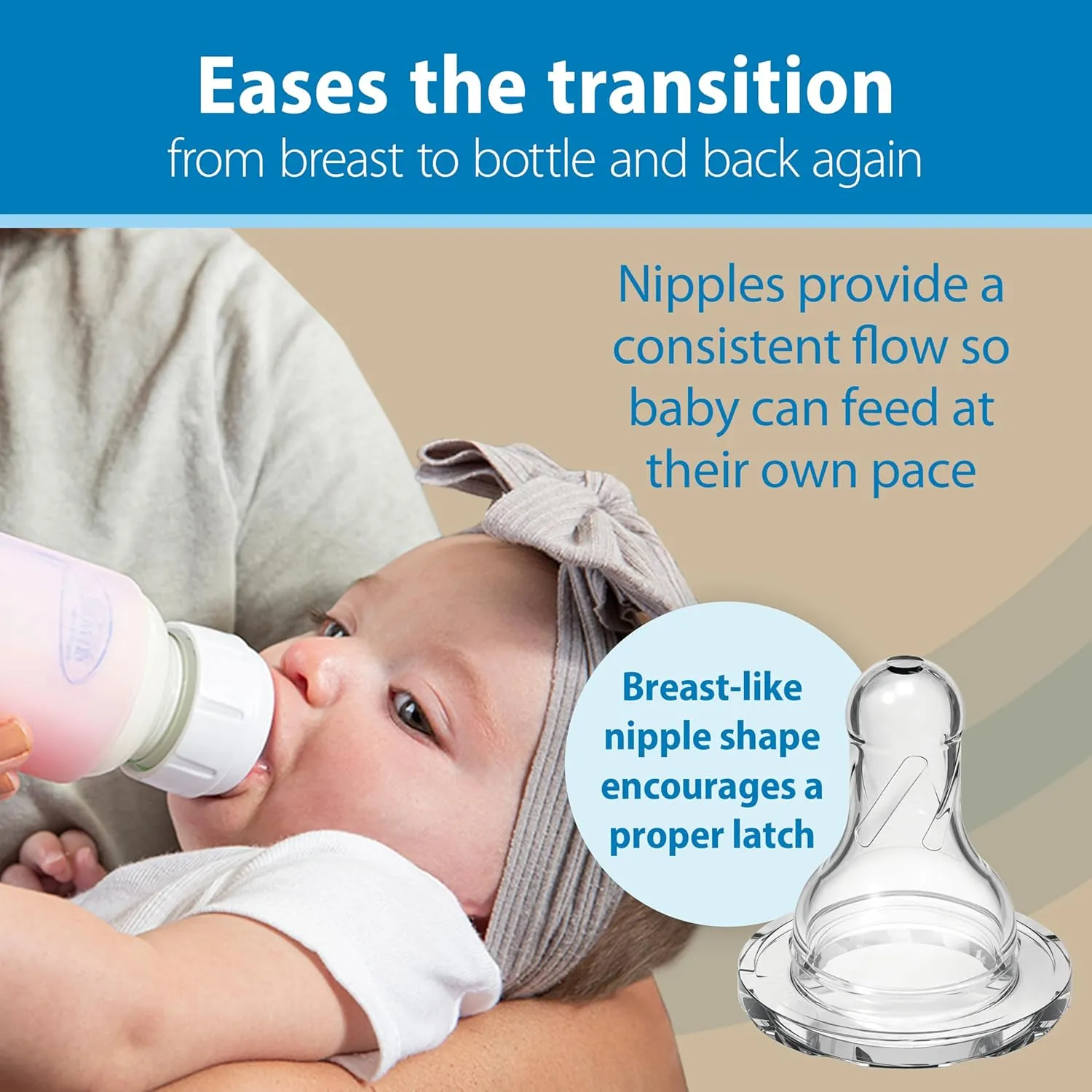 Dr. Brown's Natural Flow Anti-Colic Options  Narrow Glass Baby Bottle 8 oz/250 mL, with Level 1 Slow Flow Nipple, 4 Pack, 0m 