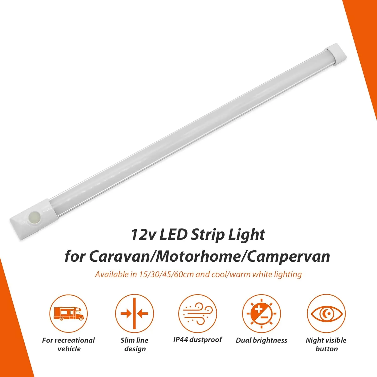 Dream lighting 12v Interior LED Light Bar-RV Interior Under Cabinet Vanity Light Strip-Kitchen Ceiling Closet Slim Light-6000K Cool White Lighting 18 inches(1 Light)
