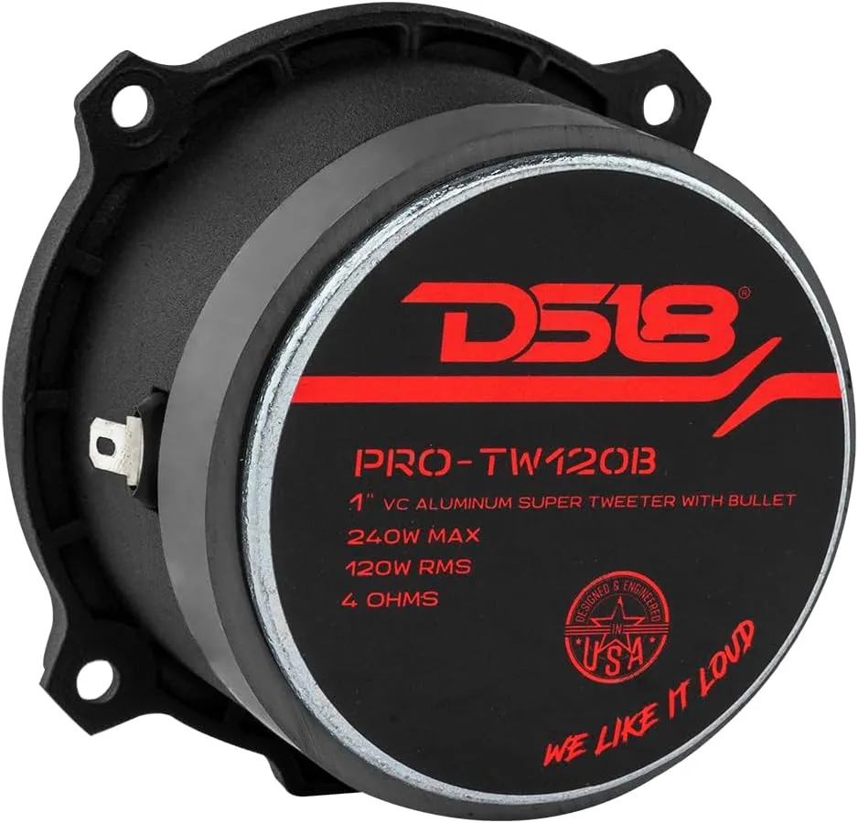 DS18 PRO-TW120B Super Tweeter in Black - 3" Aluminum Frame and Diaphragm, 240W Max, 120W RMS, 4 Ohms, Built in Crossover - PRO Tweeters are The Best in The Pro Audio and Voceteo Market (Pair)