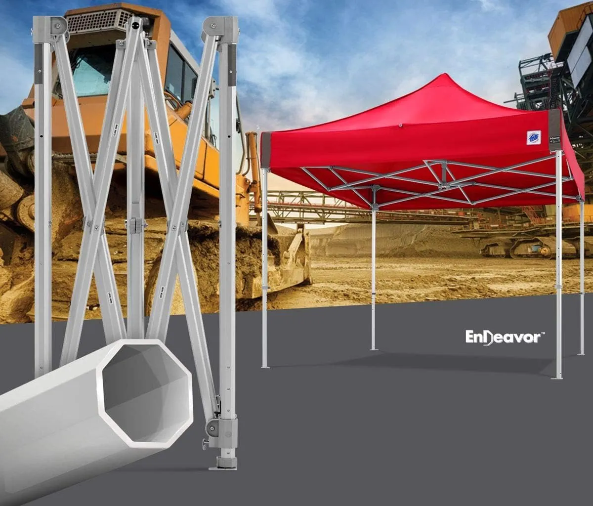 E-Z UP Endeavor Instant Shelter Canopy, 10' x 10', Octagonal-Legged Aluminum Frame, Professional Grade Black Top, 100 Sq' of Shade