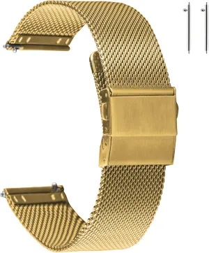 EACHE Stainless Steel Mesh Watch Band for Men Women, Quick Release Mesh Watch Straps 12mm 14mm 16mm 18mm 20mm 22mm