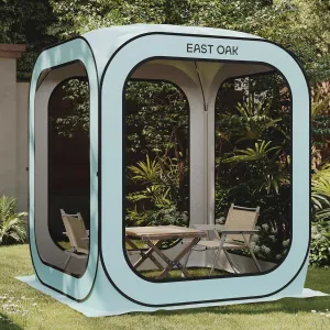 EAST OAK Screen House Tent Pop-Up, Portable Screen Room Canopy Instant Screen Tent 6 x 6 FT with Carry Bag for Patio, Backyard, Deck & Outdoor Activities, Light Blue