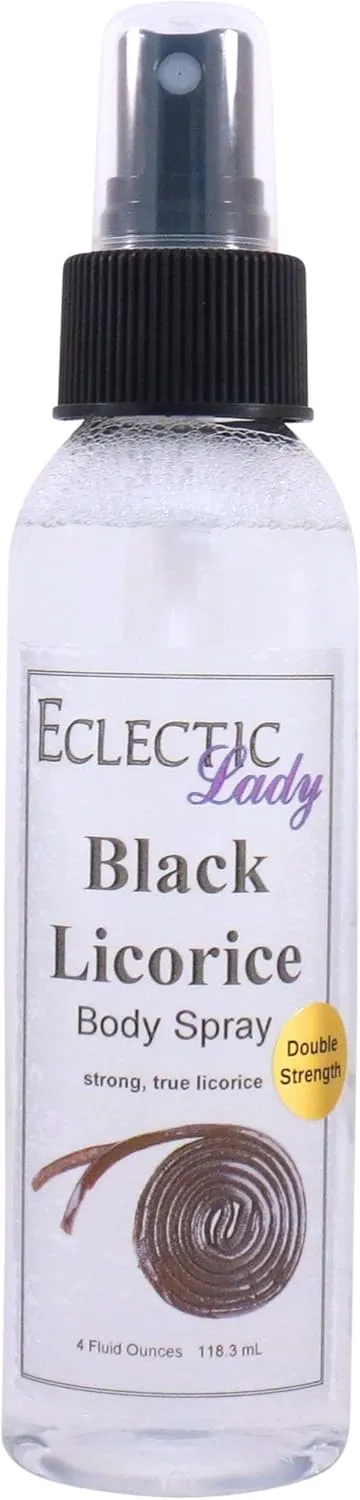 Eclectic Lady Black Licorice Body Spray, Double Strength, 4 ounces, Body Mist for Women with Clean, Light & Gentle Fragrance, Cologne with Soft, Subtle Aroma For Daily Use