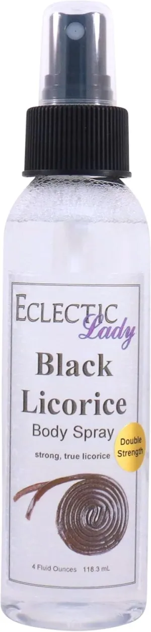 Eclectic Lady Black Licorice Body Spray, Double Strength, 4 ounces, Body Mist for Women with Clean, Light & Gentle Fragrance, Cologne with Soft, Subtle Aroma For Daily Use