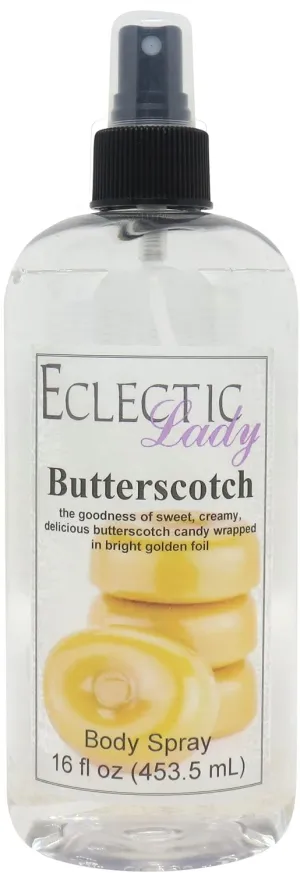 Eclectic Lady Butterscotch Body Spray, Double Strength, 4 ounces, Body Mist for Women with Clean, Light & Gentle Fragrance, Cologne with Soft, Subtle Aroma For Daily Use