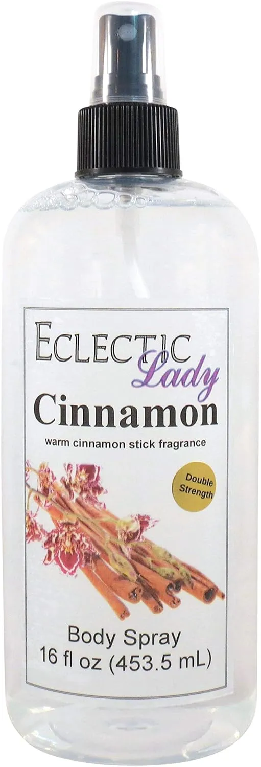 Eclectic Lady Cinnamon Body Spray, Double Strength, 16 ounces, Body Mist for Women with Clean, Light & Gentle Fragrance, Cologne with Soft, Subtle Aroma For Daily Use