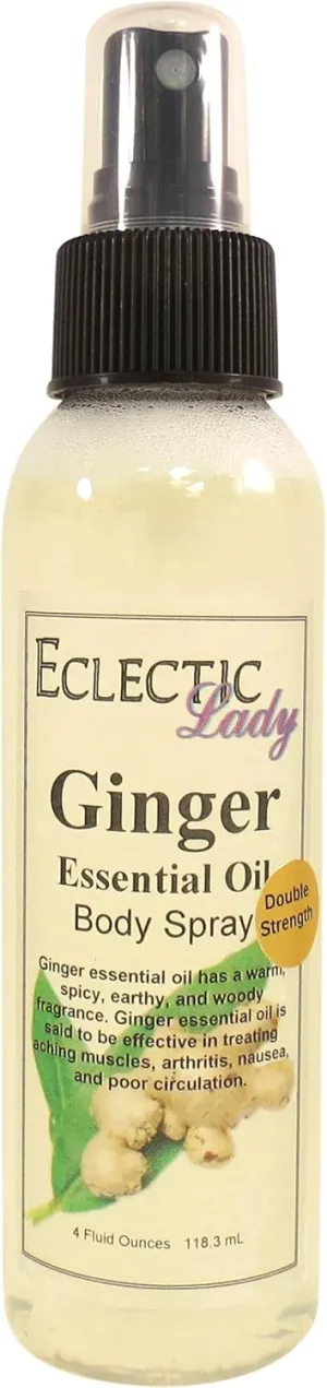 Eclectic Lady Ginger Body Spray, Double Strength, 4 ounces, Body Mist for Women with Clean, Light & Gentle Fragrance, Cologne with Soft, Subtle Aroma For Daily Use