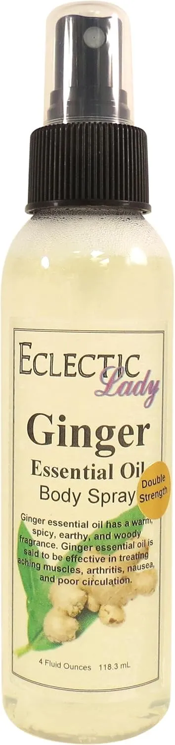 Eclectic Lady Ginger Body Spray, Double Strength, 4 ounces, Body Mist for Women with Clean, Light & Gentle Fragrance, Cologne with Soft, Subtle Aroma For Daily Use