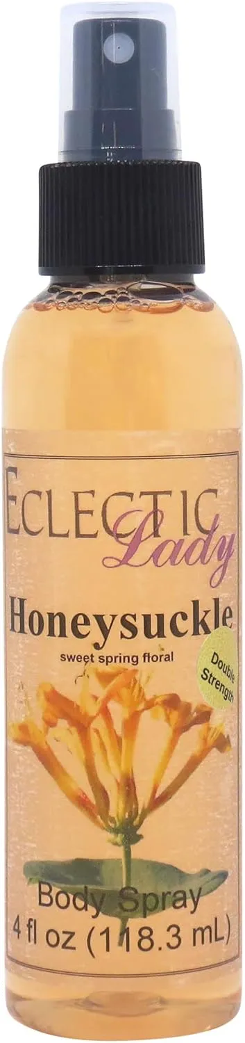 Eclectic Lady Honeysuckle Body Spray, Double Strength, 4 ounces, Body Mist for Women with Clean, Light & Gentle Fragrance, Cologne with Soft, Subtle Aroma For Daily Use